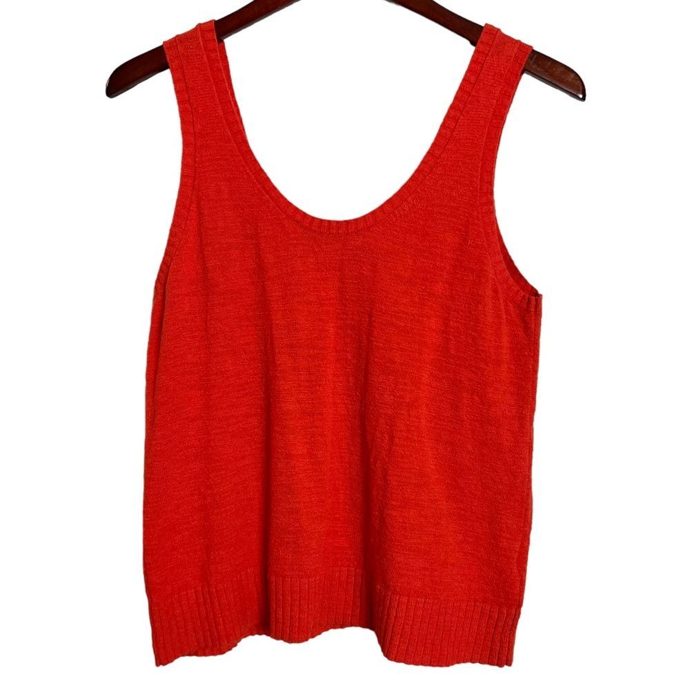 SOLD LOFT Orange Sleeveless Sweater Knit Summer Tank Top Size Medium - Picture 3 of 8